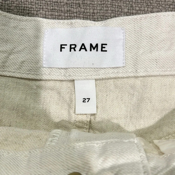 Frame Le Brigette Denim Shorts Cotton Linen Blend in Au Natural Sz 27 - Picture 9 of 11